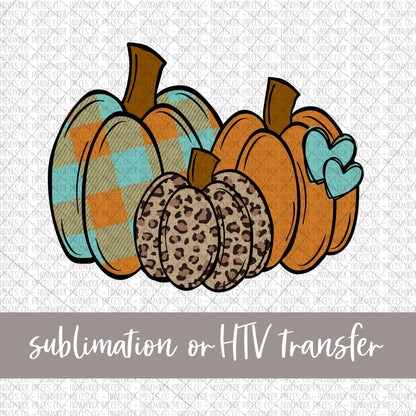 Pumpkin Trio, Fall Plaid and Leopard - Sublimation or HTV Transfer