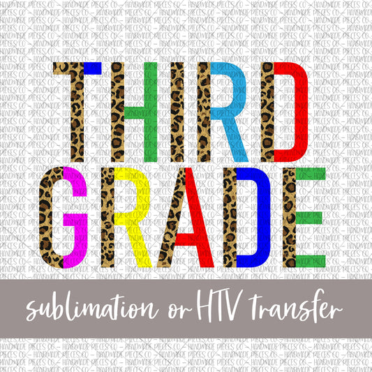 Third Grade, Leopard Split - Sublimation or HTV Transfer