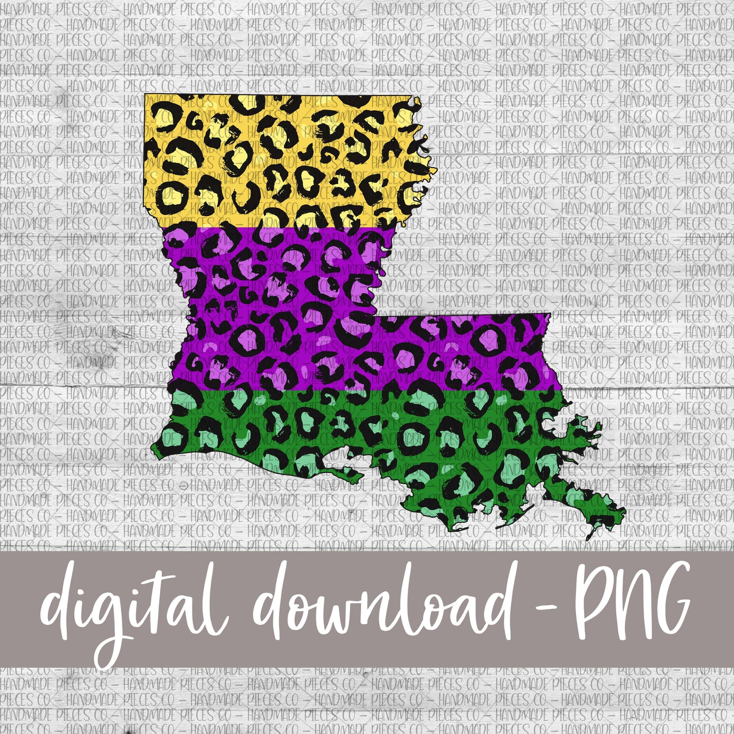 Louisiana, Mardi Gras Leopard Print - Digital Download