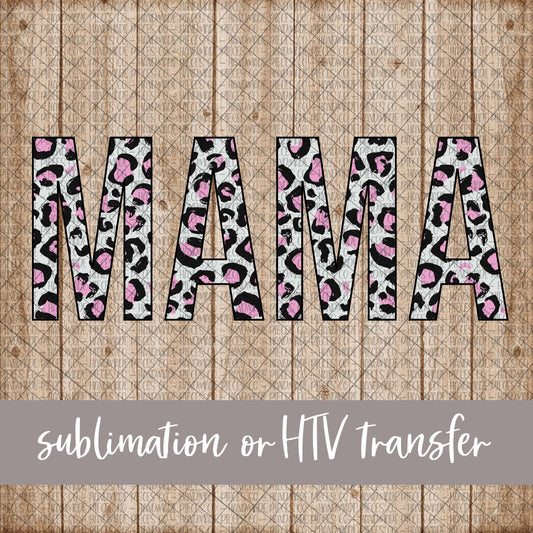 Mama, Leopard Light Pink - Sublimation or HTV Transfer