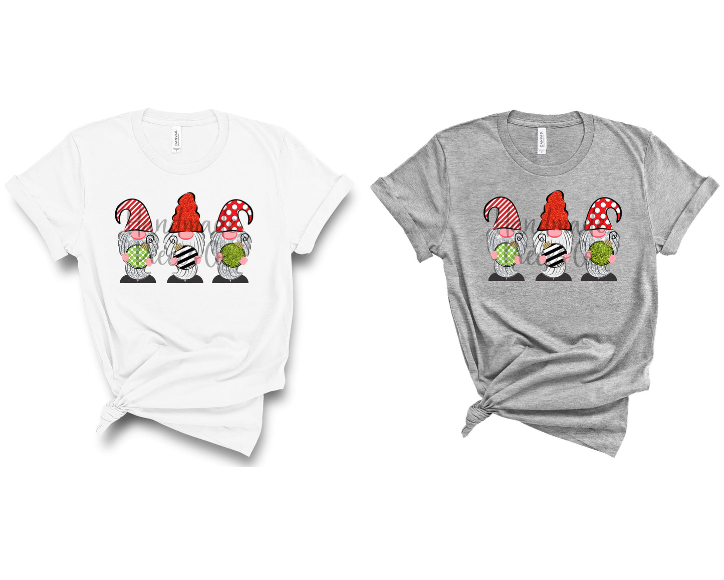 Gnomes, Christmas Ornaments, Green - Sublimation or HTV Transfer