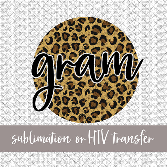 Gram Round, Leopard - Sublimation or HTV Transfer