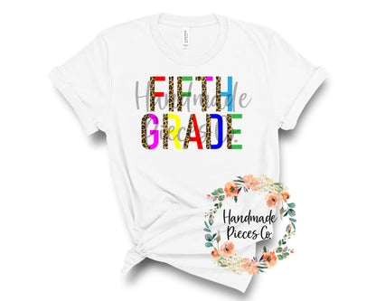 Fifth Grade, Leopard Split - Sublimation or HTV Transfer