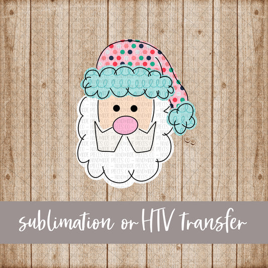 Santa, Polka Dot Hat  - Sublimation or HTV Transfer