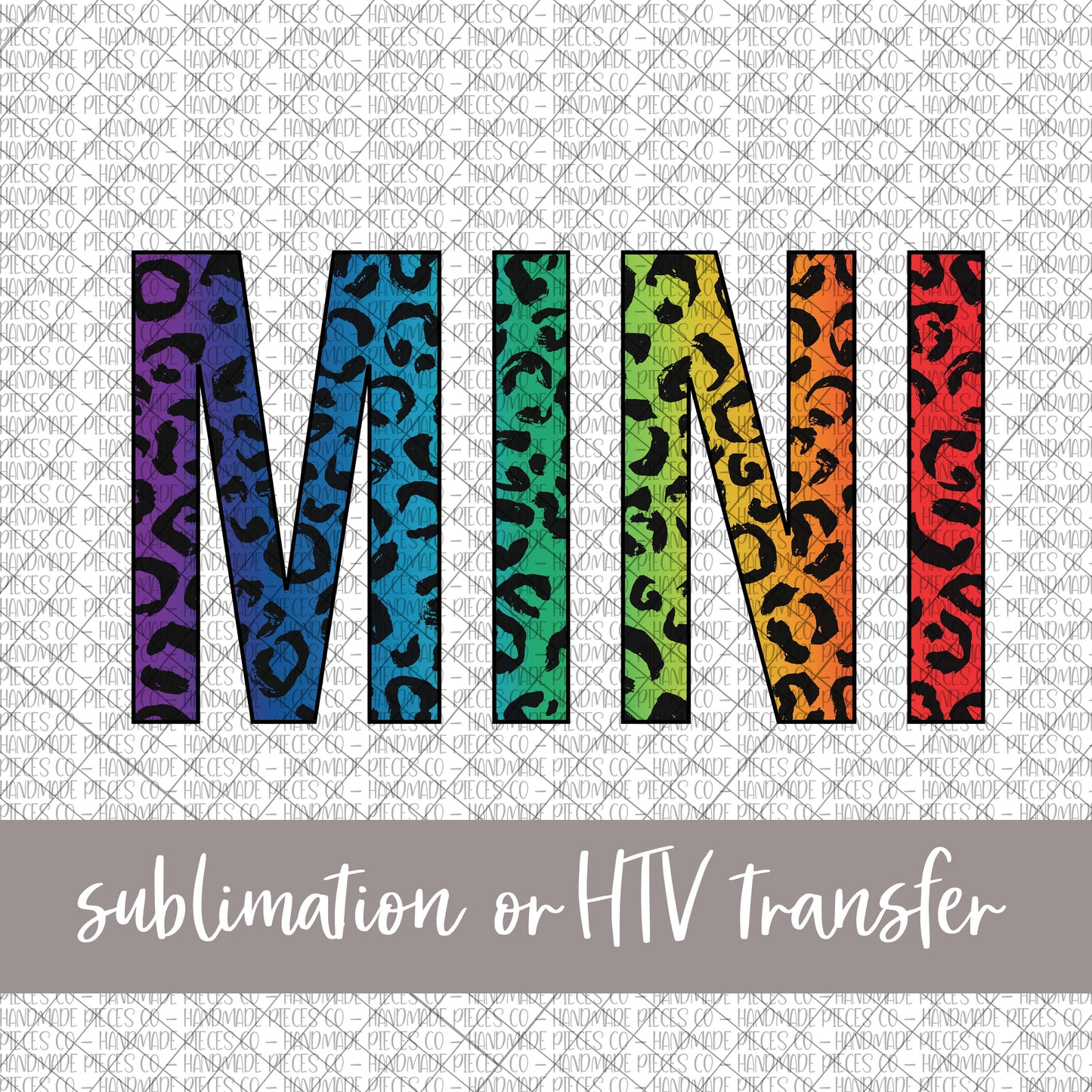 Mini, Leopard Rainbow - Sublimation or HTV Transfer