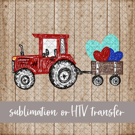 Tractor, Valentine's - Sublimation or HTV Transfer