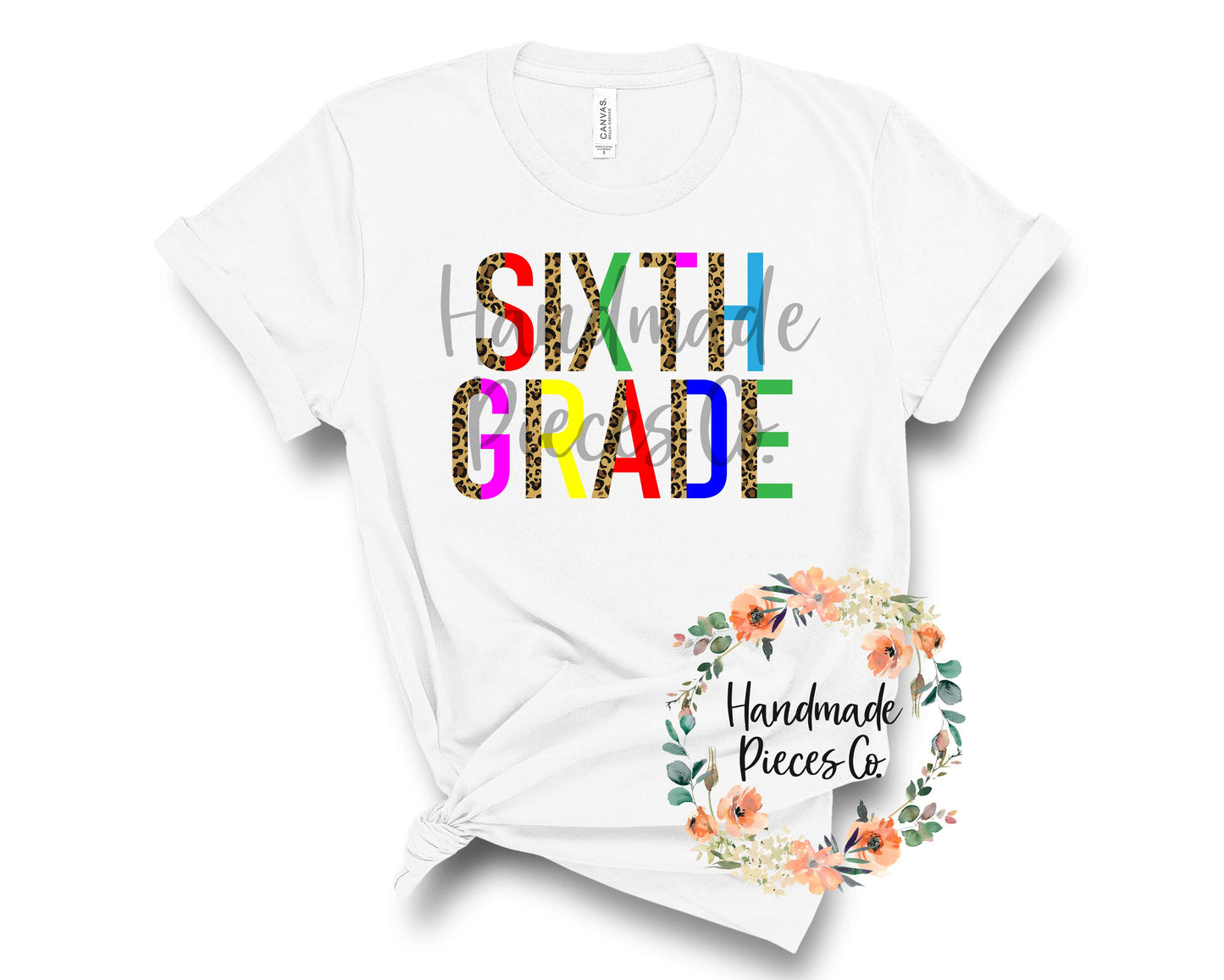 Sixth Grade, Leopard Split - Sublimation or HTV Transfer