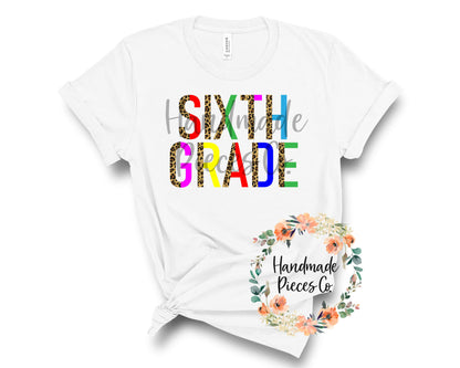 Sixth Grade, Leopard Split - Sublimation or HTV Transfer