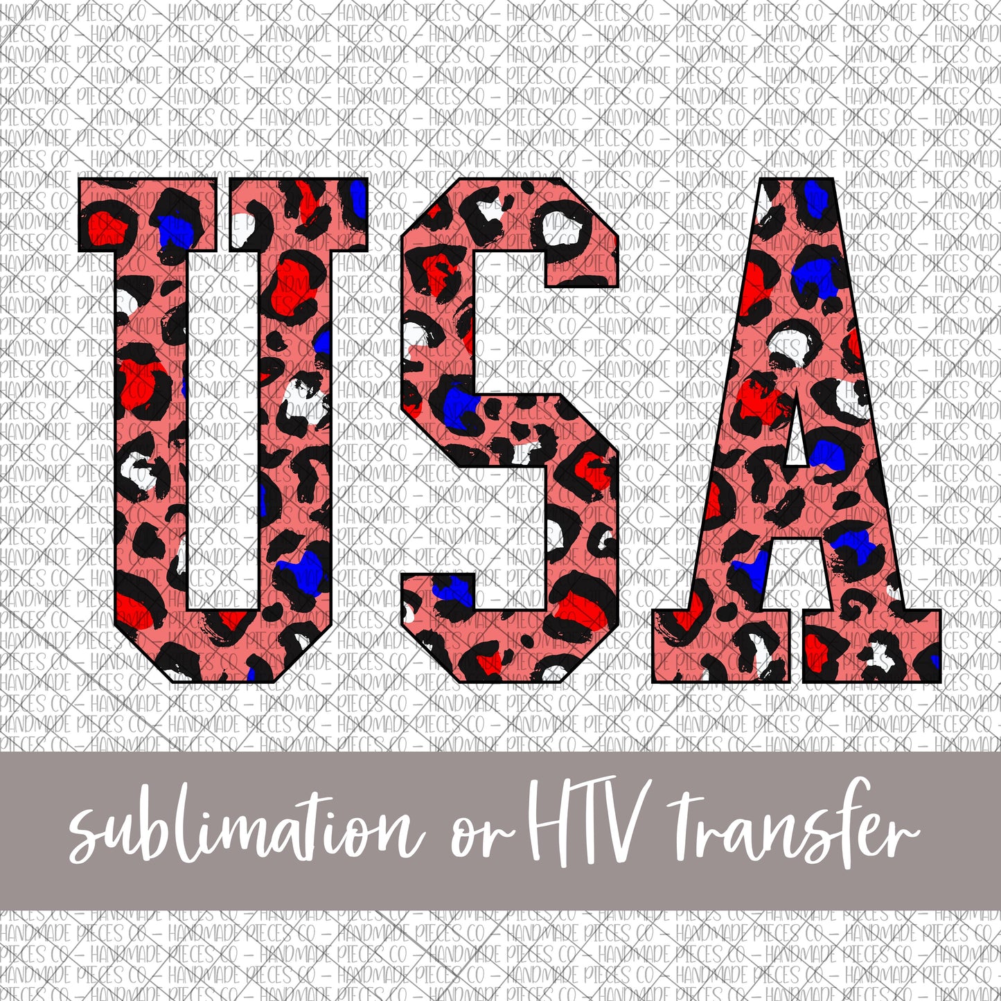 USA, Leopard Patriotic Version 1 - Sublimation or HTV Transfer