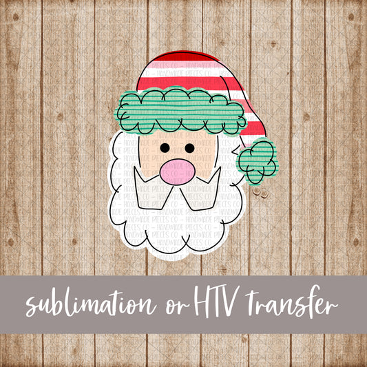 Santa, Striped Hat  - Sublimation or HTV Transfer