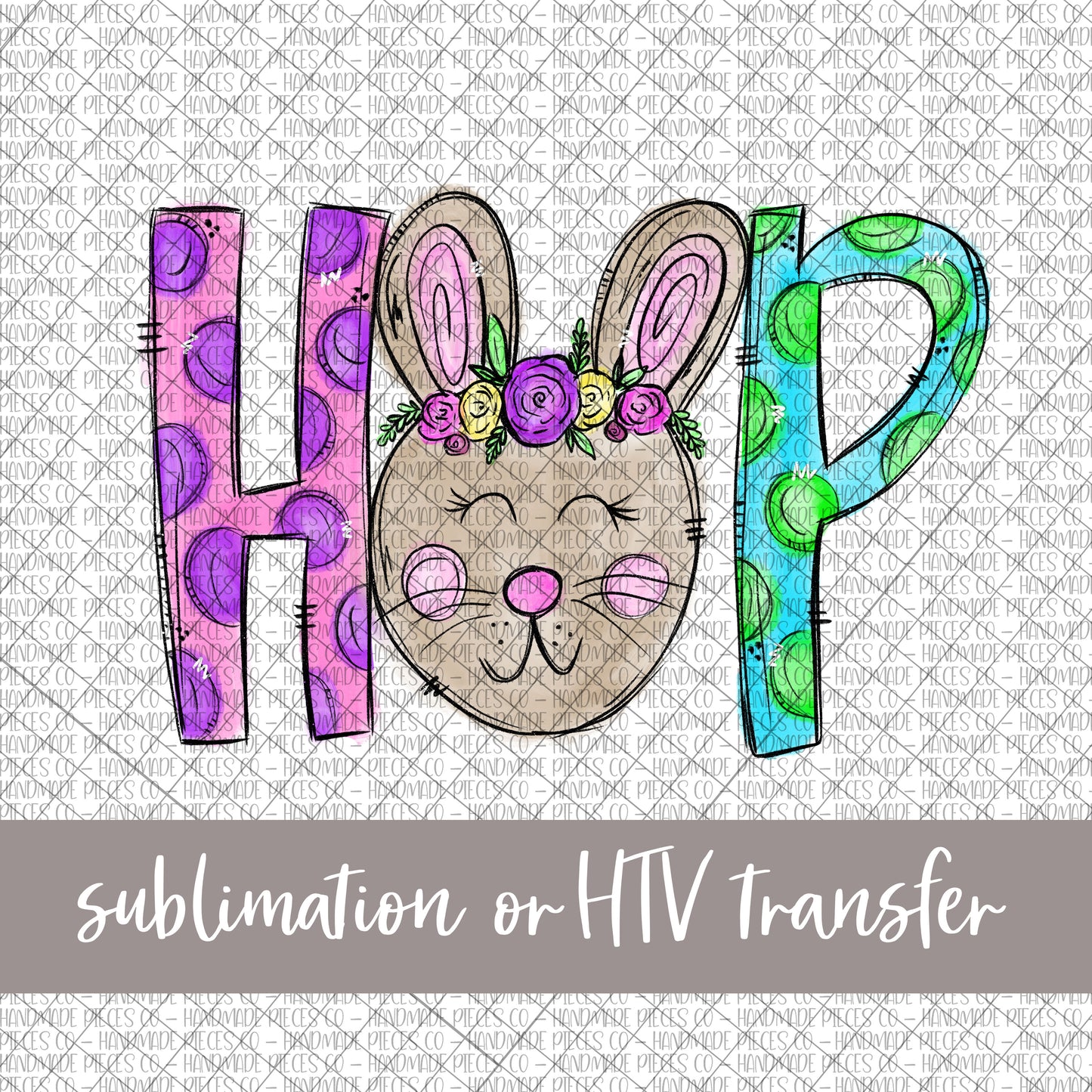 Hop, Girl Bunny - Sublimation or HTV Transfer