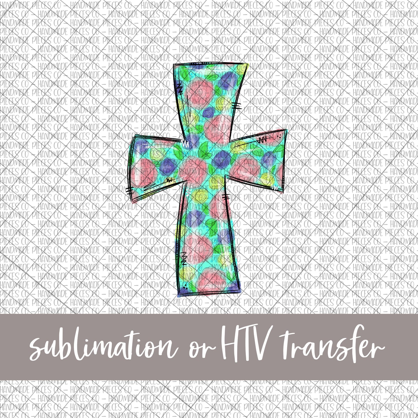 Floral Cross - Sublimation or HTV Transfer