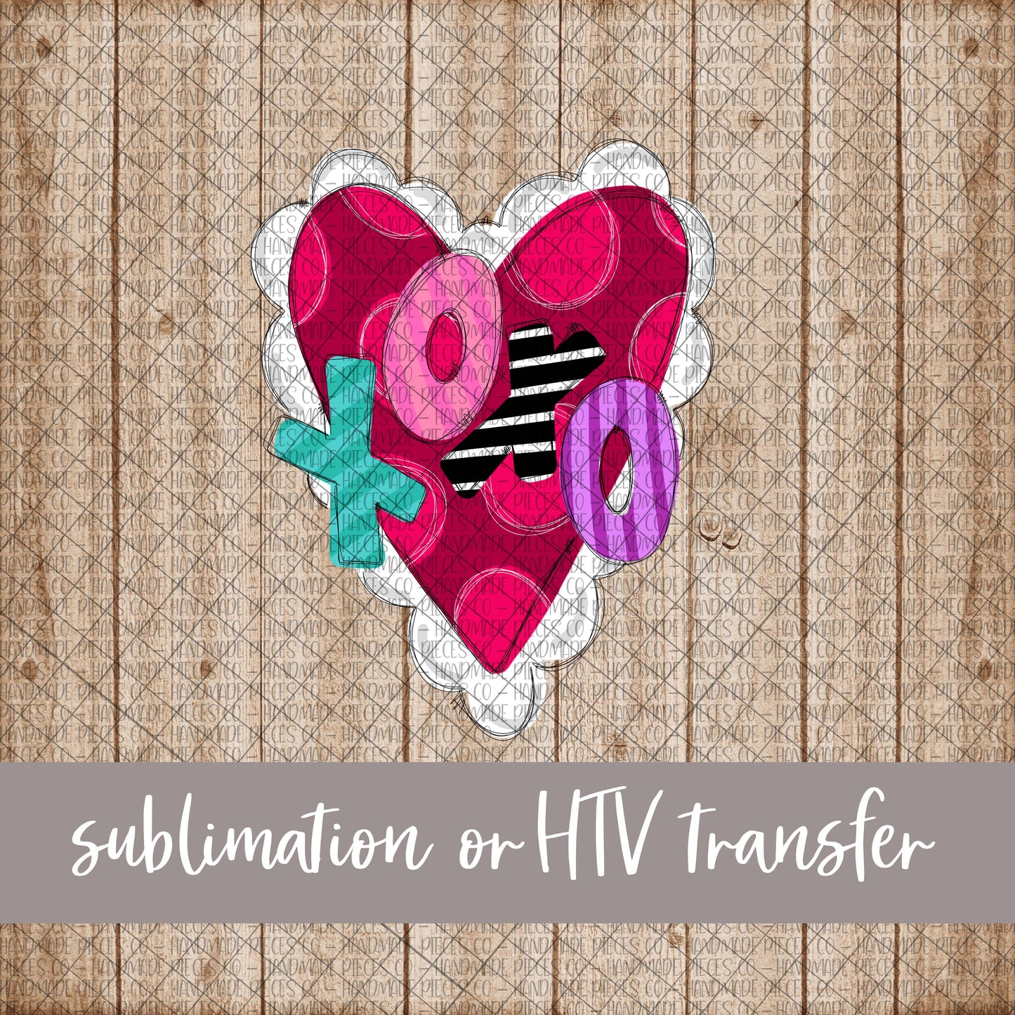 XOXO Heart - Sublimation or HTV Transfer