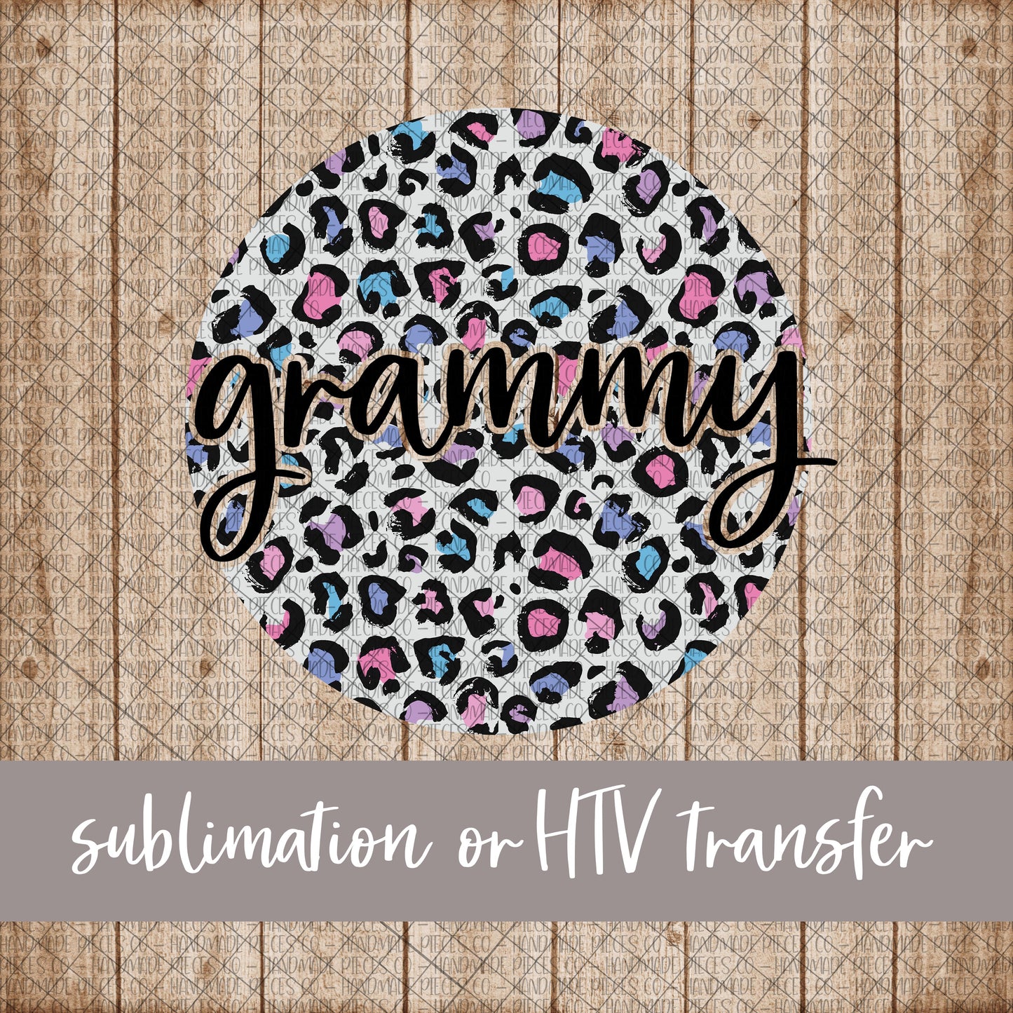 Grammy Round, Leopard Spring Pastel - Sublimation or HTV Transfer