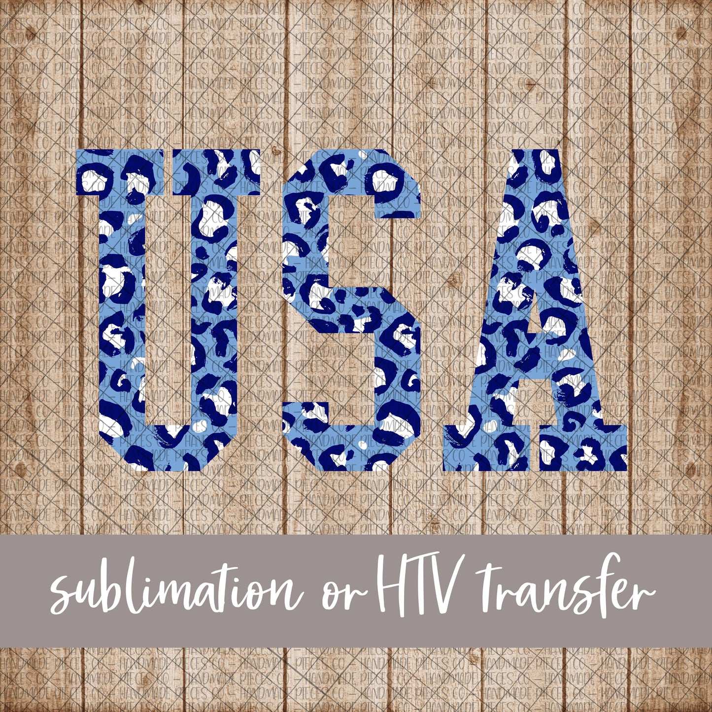 USA, Leopard Blue  - Sublimation or HTV Transfer