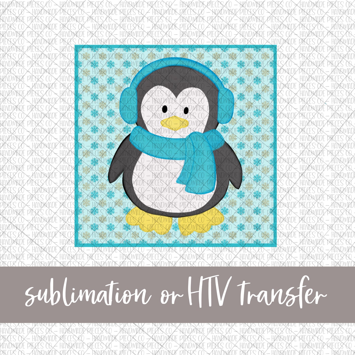 Penguin, Blue - Sublimation or HTV Transfer