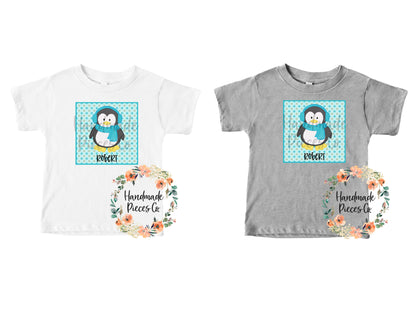 Penguin, Blue with Name - Sublimation or HTV Transfer