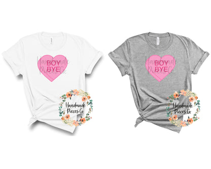 Boy Bye Candy Heart, Pink - Sublimation or HTV Transfer