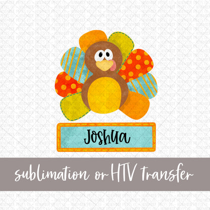 Turkey Transfer, Boy with Name - Sublimation or HTV Transfer