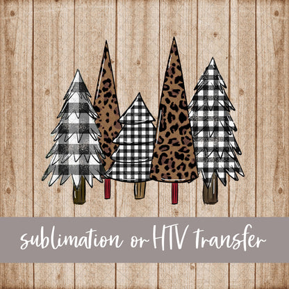 Christmas Trees, Leopard and Plaid -  Sublimation or HTV Transfer