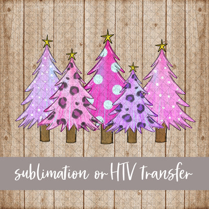 Christmas Trees, Pink/Purple - Sublimation or HTV Transfer