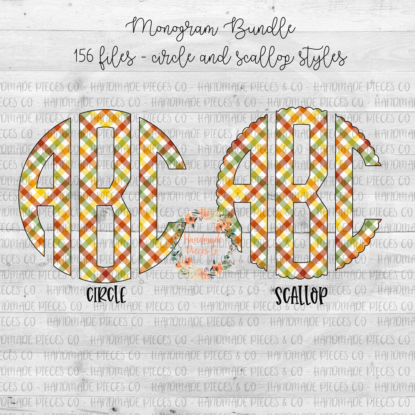 Autumn Plaid Monogram, Bright Diagonal - Multiple Styles - Digital Download