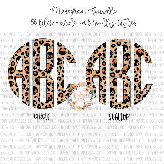 Leopard Skulls Monogram, Boho Leopard - Multiple Styles - Digital Download