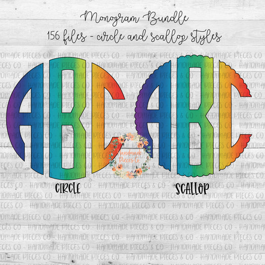 Rainbow Monogram, Ombre Vertical - Multiple Styles - Digital Download