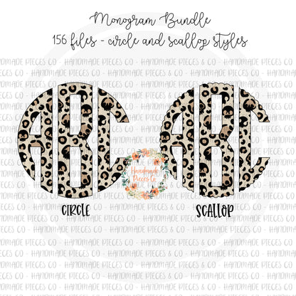 Leopard Skulls Monogram, Light Leopard - Multiple Styles - Digital Download