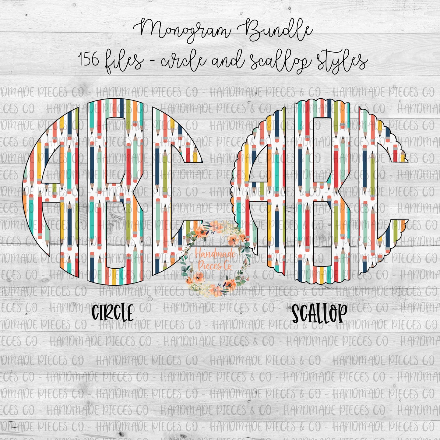 Pencil Monogram, Multi - Multiple Styles - Digital Download