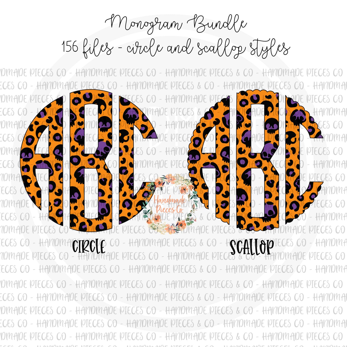 Leopard Skulls Monogram, Purple Skull - Multiple Styles - Digital Download