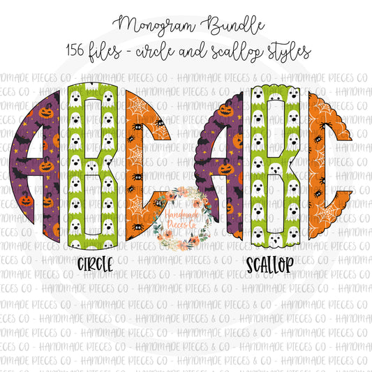 Halloween Trio Monogram - Multiple Styles - Digital Download