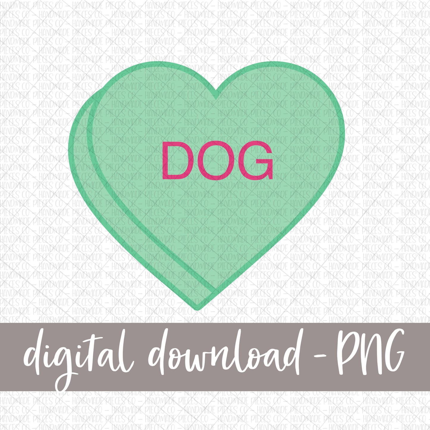 Dog Candy Heart, Green - Digital Download