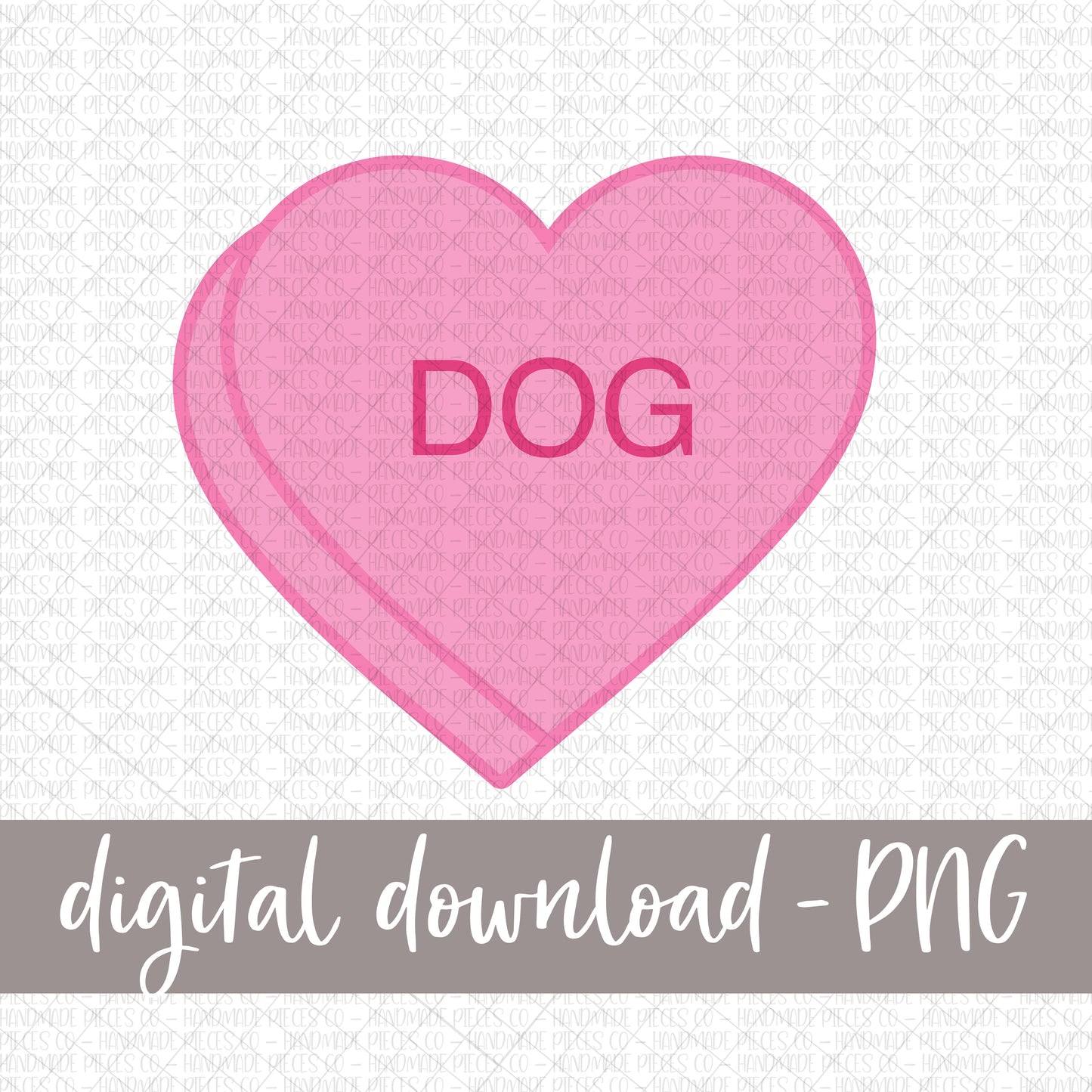 Dog Candy Heart, Pink - Digital Download