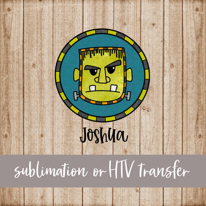 Frankenstein, Frame, Boy - Name Optional - Sublimation or HTV Transfer