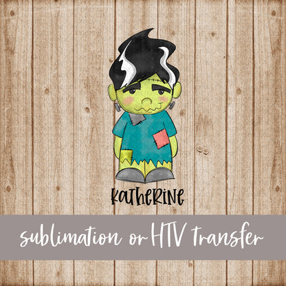 Frankenstein, Girl - Name Optional - Sublimation or HTV Transfer