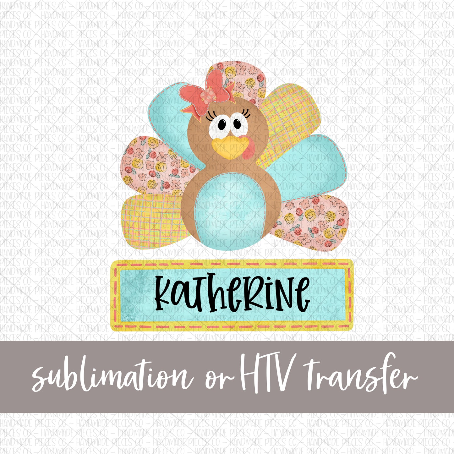 Turkey Transfer, Girl with Name - Sublimation or HTV Transfer