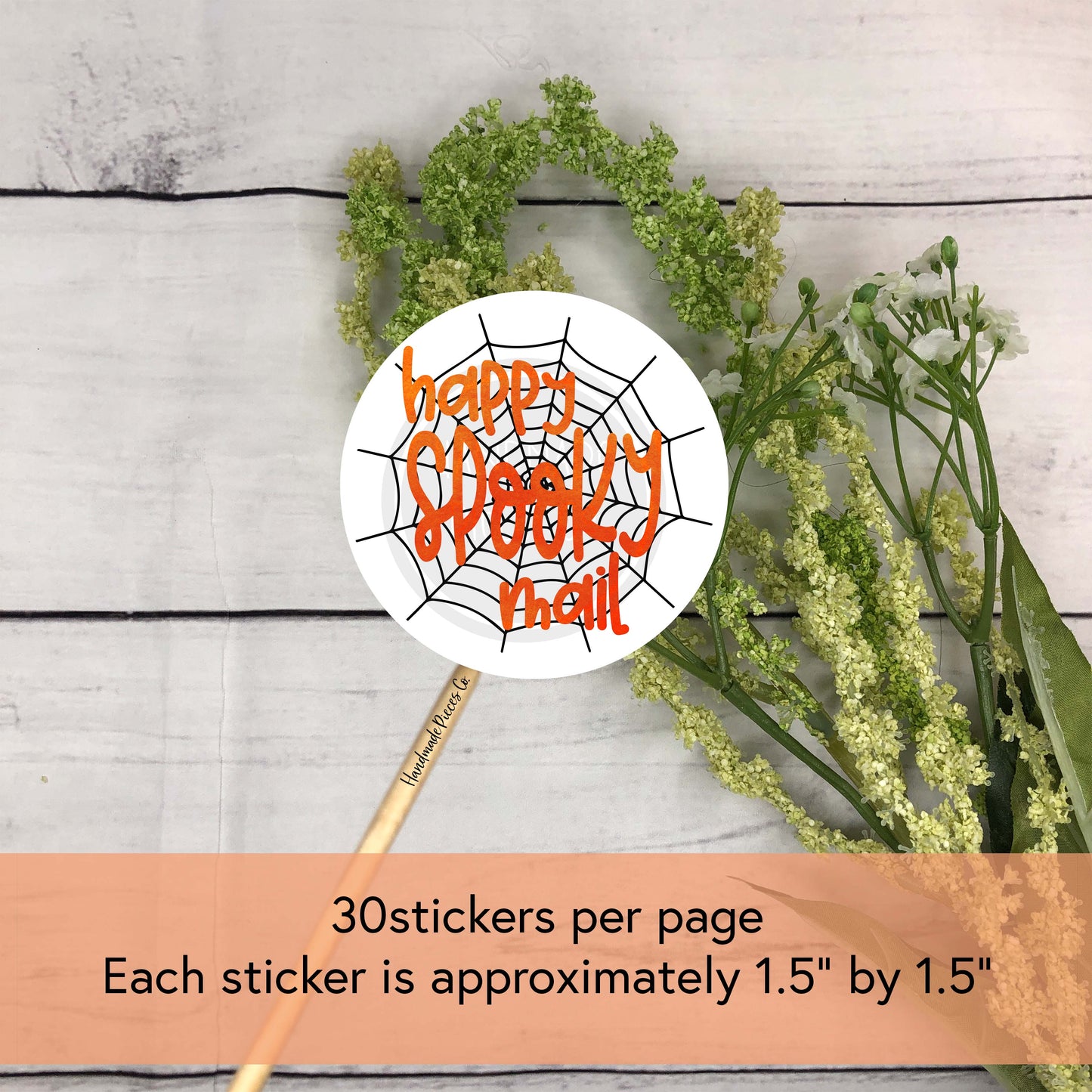 Happy Spooky Mail, Spider Web Packaging Sticker - Halloween Theme