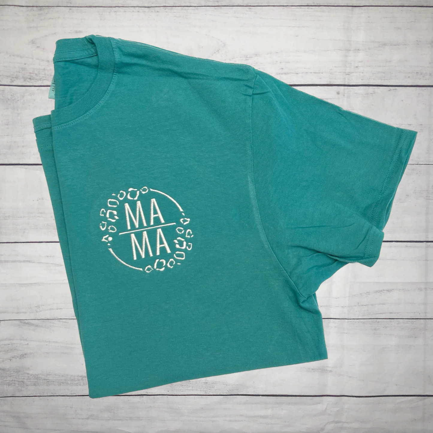 Mama Leopard Round Frame Embroidered TShirt, Sweatshirt, Hoodie, Quarterzip, or Full Zip Jacket