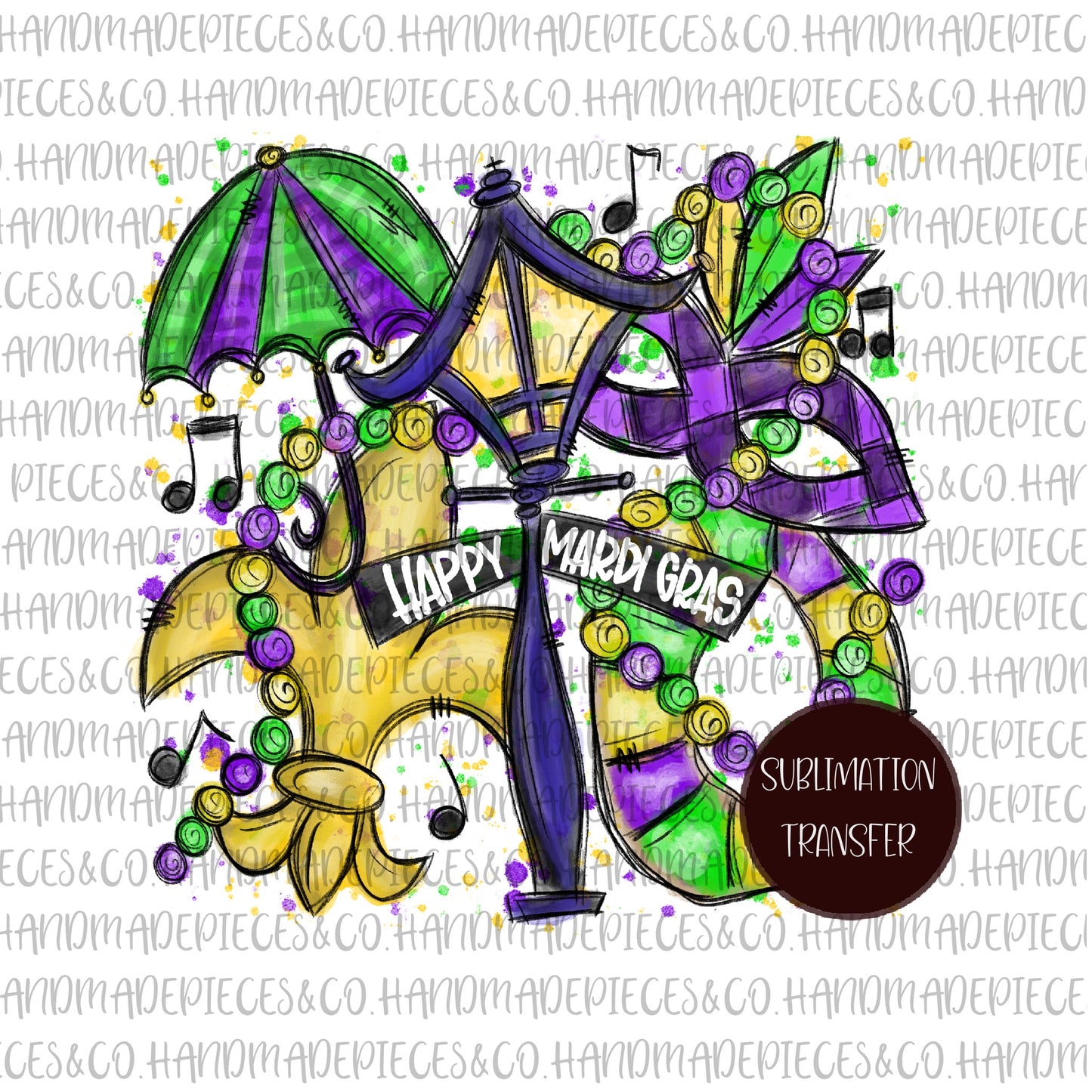 Happy Mardi Gras - Sublimation Transfer