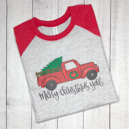 Blooper - Christmas Truck Raglan - Size XLarge