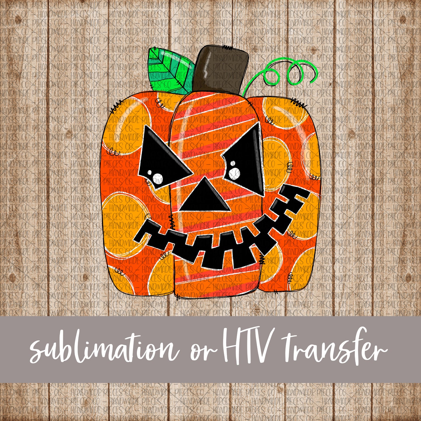 Jackolantern Pumpkin, Orange - Sublimation or HTV Transfer