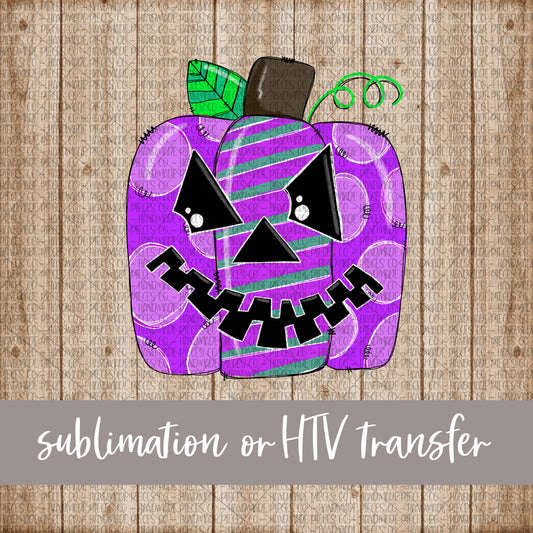 Jackolantern Pumpkin, Purple - Sublimation or HTV Transfer