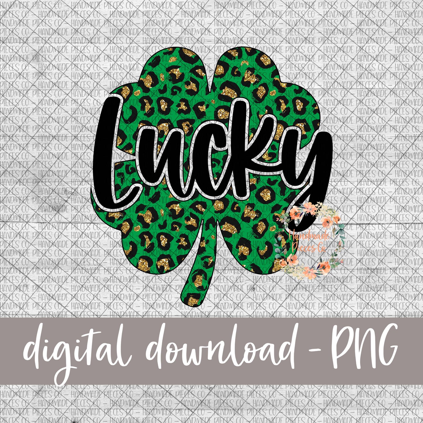 Lucky Shamrock, Gold Glitter Green - Digital Download