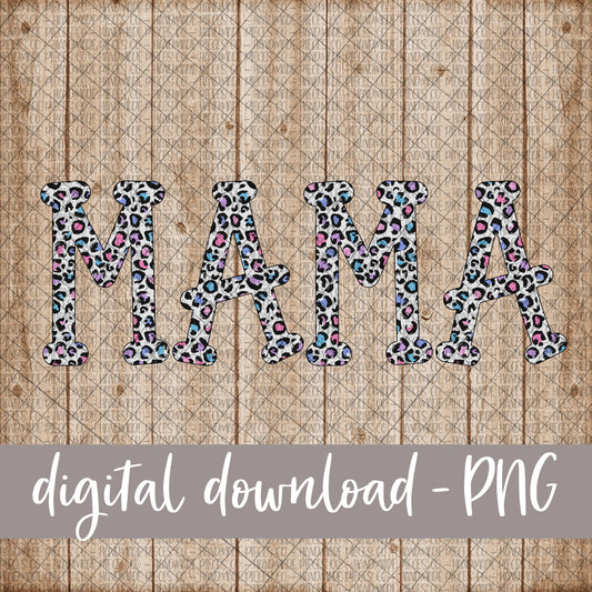 Mama, Leopard Spring Pastel Doodle Letters - Digital Download