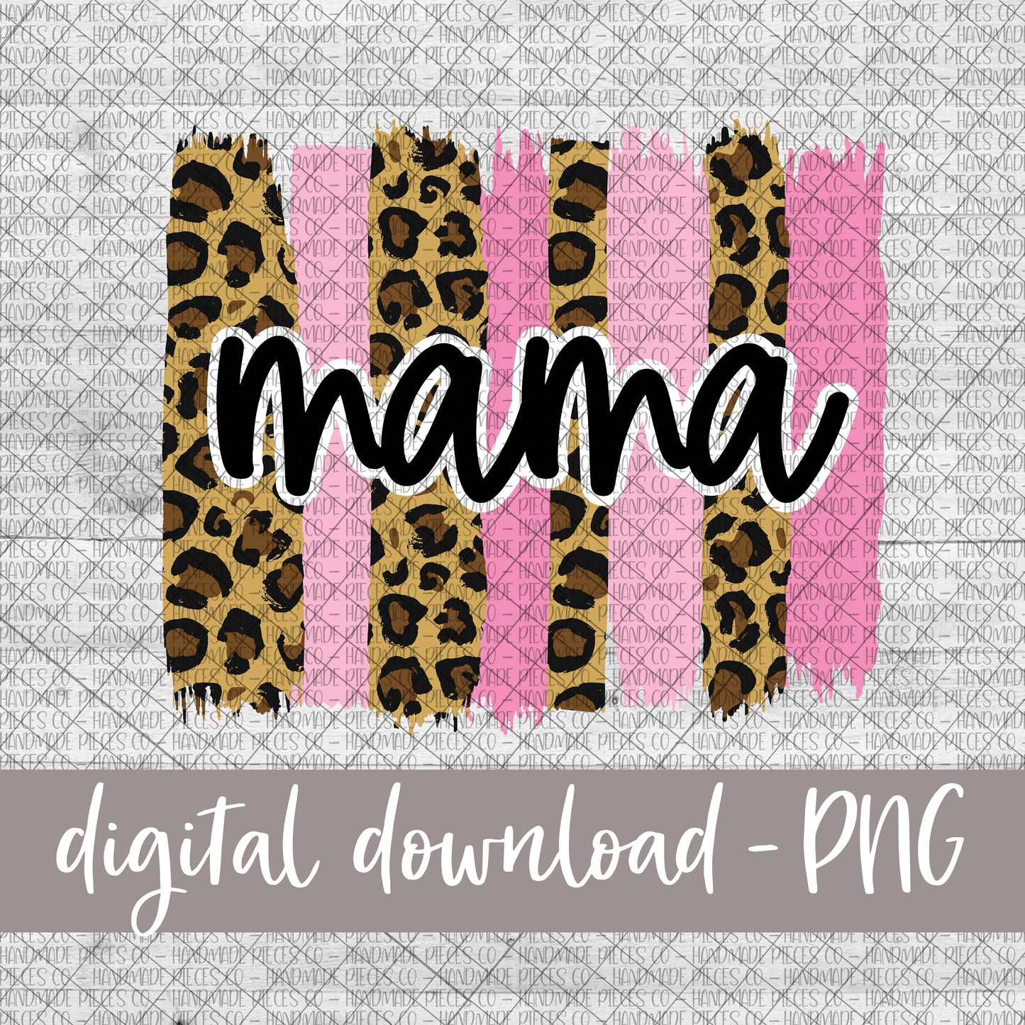 Mama Brushstroke, Leopard and Pink - Digital Download