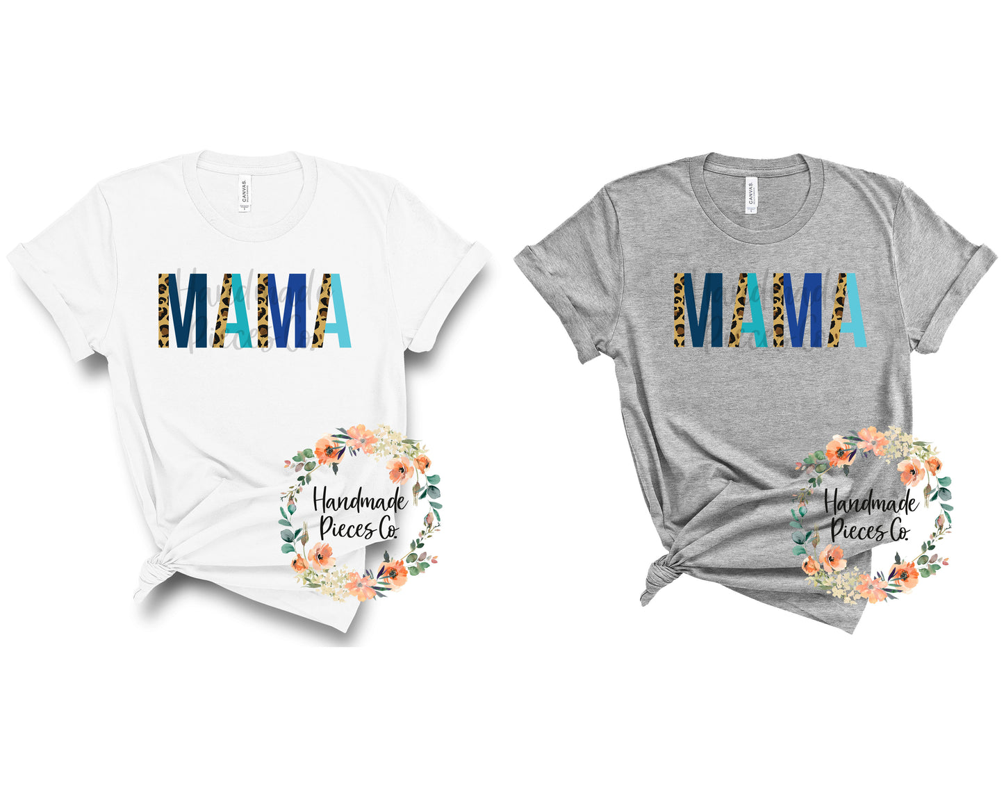 Mama, Leopard Split Blue Hues - Sublimation or HTV Transfer