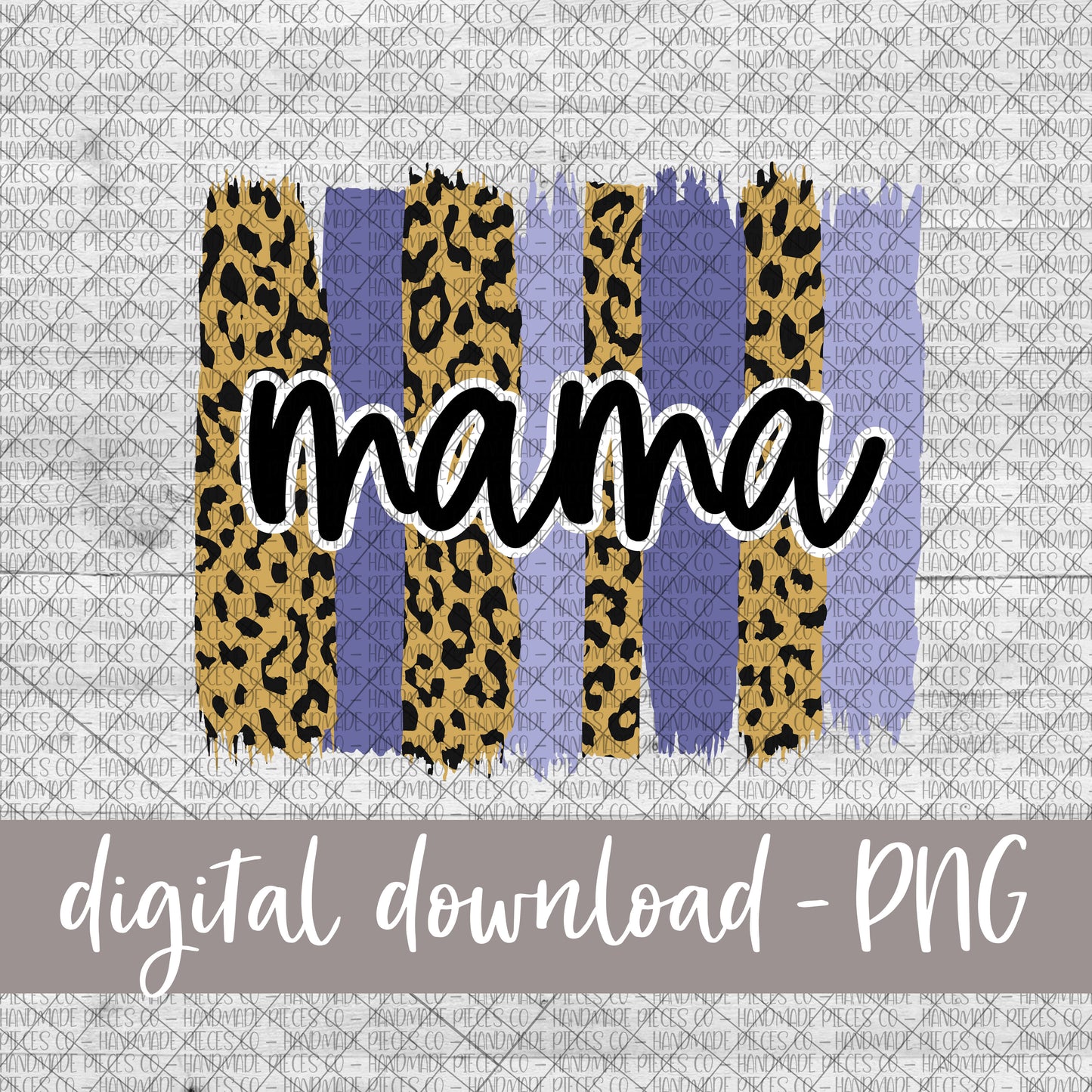 Mama Brushstroke, Cheetah and Purple - Digital Download