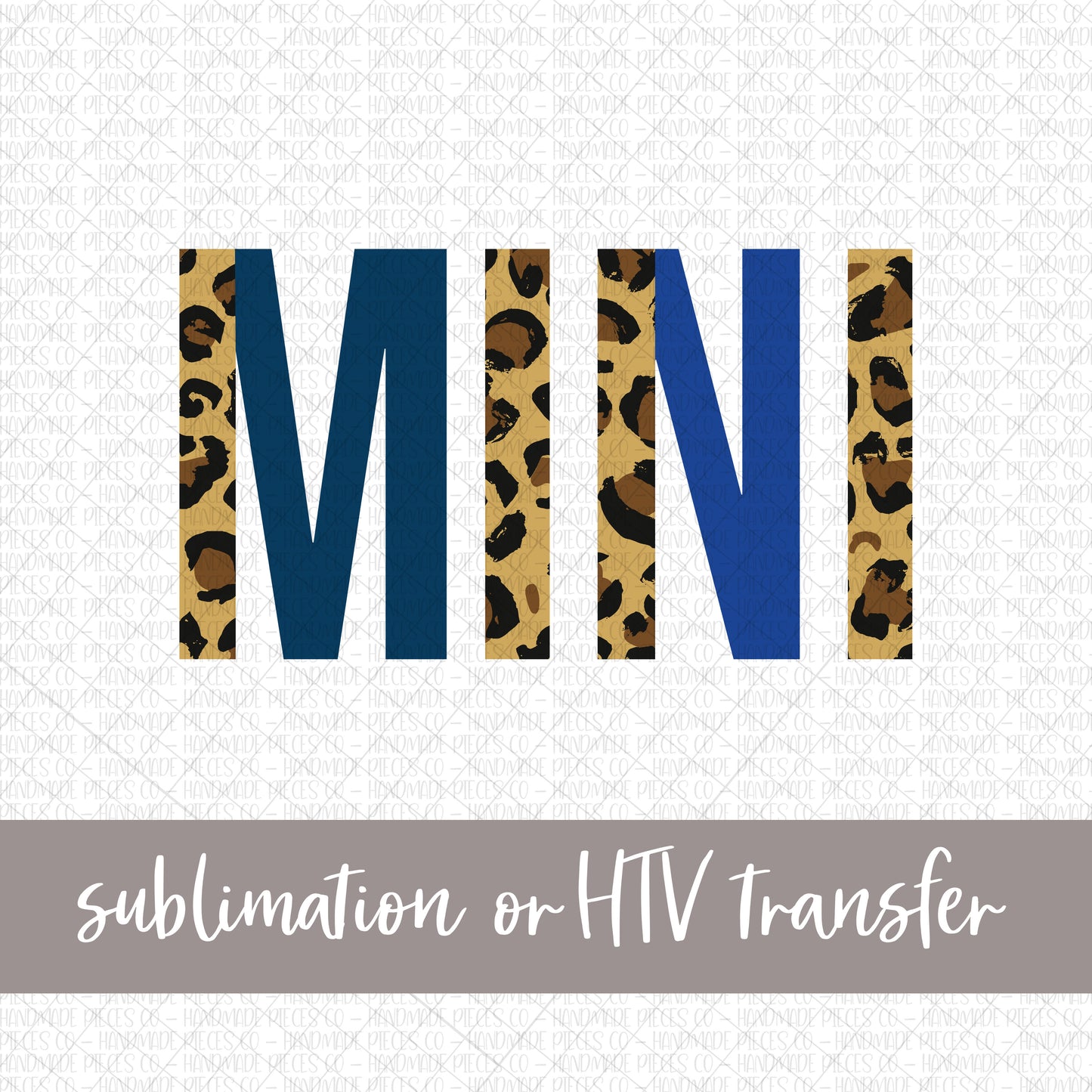 Mini, Leopard Split Blue Hues - Sublimation or HTV Transfer