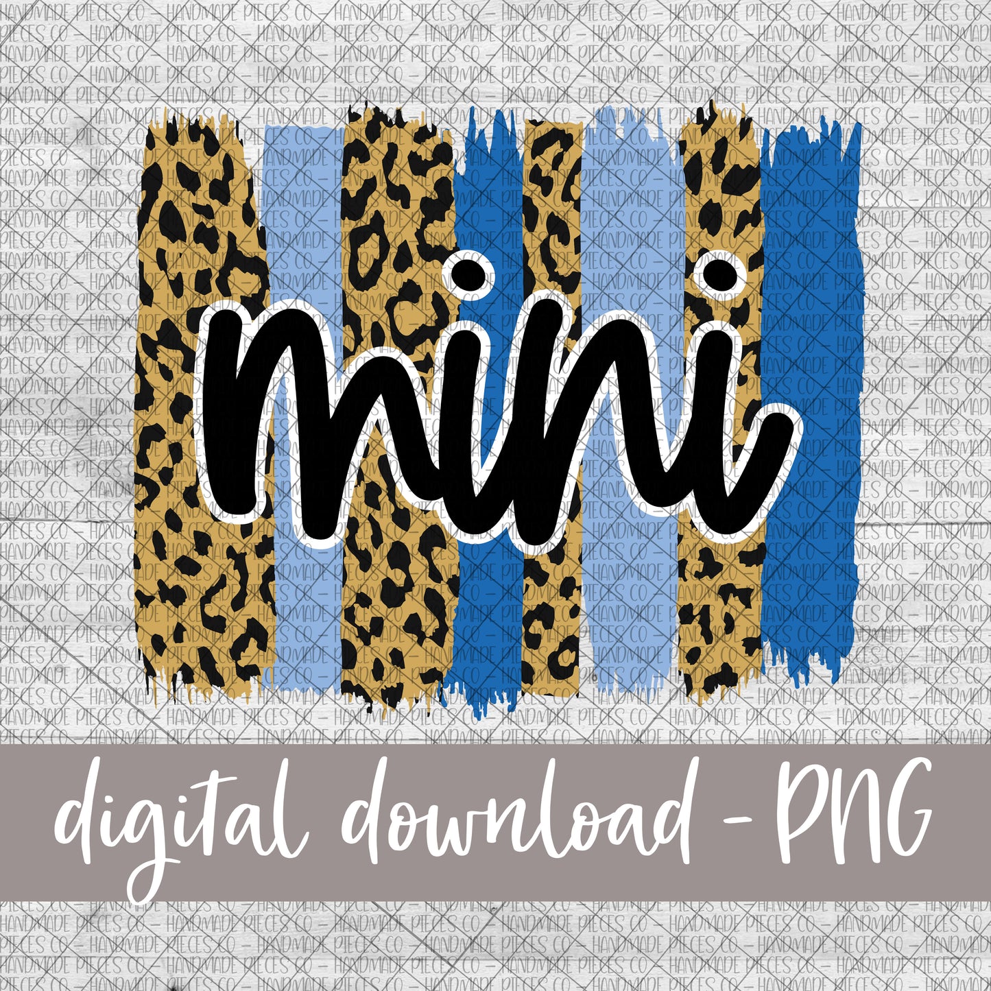 Mini Brushstroke, Cheetah and Blue - Digital Download